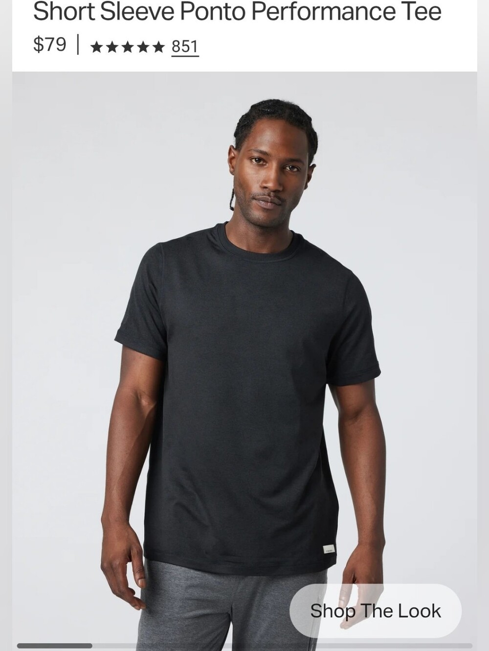 VUORI Men's Black Crewneck Short-Sleeve Tee